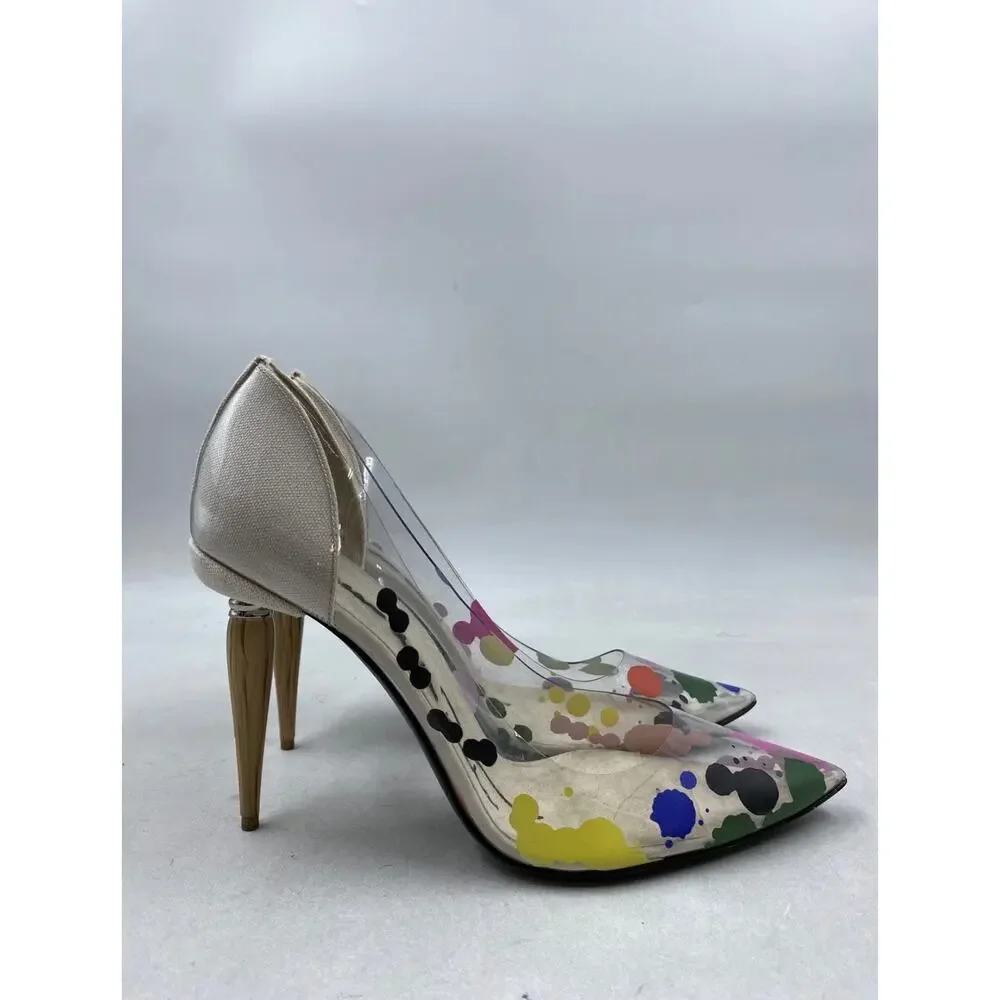 Oscar de la Renta LIMITED EDITION Paint Splatter PVC Mariacarla Pumps Sz. 41